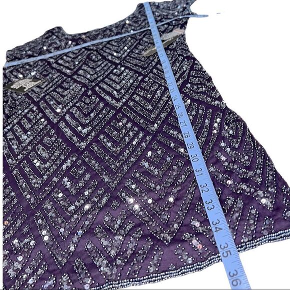 Pisarro Nights Chevron Sequin Sheath Dress In Plum - Picture 6 of 11